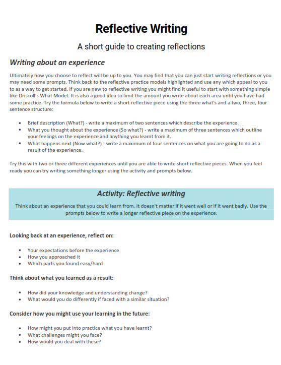 reflection on creative writing